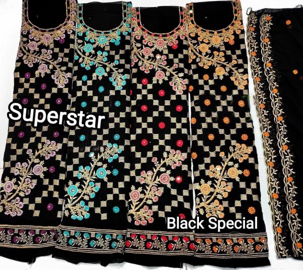Super Star Black Special Georgette Designer Dress Material